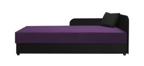 Lit de jour / Lit d’appoint Lobatos 04 | Rembourrage confortable | Noir / Violet | Tête à droite | 90 x 195 cm