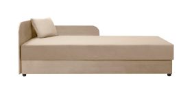 Lit de jour moderne / Lit d'appoint avec coussins Lobatos 23, Couleur : Beige, Surface de couchage : 90 x 195 cm, Tête de lit à gauche, Espace de rangement, Canapé-lit, Ressorts Bonell