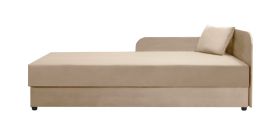Lit d'appoint confortable avec rangement Lobatos 24 | Beige | Tête de lit à droite | 90 x 195 cm | Avec coussins