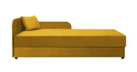 Lit d'appoint jaune / Lit de jour avec espace de rangement rabattable Lobatos 25, tête de lit à gauche, ressorts Bonell, canapé-lit, Surface de couchage : 90 x 195 cm, pour chambre d'amis