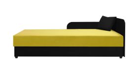 Lit d’appoint / Banquette Lobatos 12 | Noir & Jaune | 90 x 195 cm | Rangement intégré | Tête de lit à droite