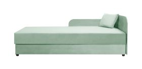 Lit d’appoint / Banquette Lobatos 48 | Minze | Tête de lit droite | Coffre intégré | Bonellfederkern | 90 x 195 cm | Coussin inclus