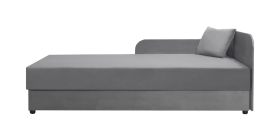 Lit d’appoint / Banquette Lobatos 28 gris | Tête à droite | Coffre intégré | Matelas à ressorts Bonell | 90 x 195 cm | Coussins inclus