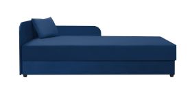Lit d'appoint foncé / Lit de jour avec coussins Lobatos 13, Couleur : Bleu foncé, tête de lit à gauche, couchage : 90 x 195 cm, espace de rangement, pour chambre d'amis