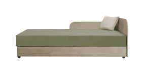 Lit d’appoint / Banquette Lobatos 32 | Beige et vert | 90 x 195 cm | Bonellfederkern | Rangement intégré