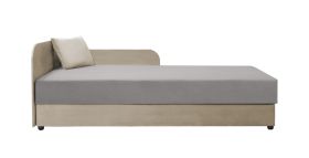 Lit d’appoint / Banquette Lobatos 39 | Bonellfederkern | Kissen inclus | Tête de lit gauche | Beige / Gris | 90 x 195 cm