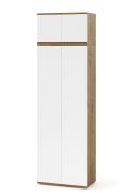 Vestiaire avec rehausse / Couleur : Chêne Artisan / Blanc / 4 portes / Fonction push-to-open / 5 compartiments / 70 x 40 x 225 cm / une tringle à vêtements extensible