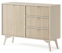 Commode à deux compartiments Crewe 10, Couleur : Beige / Chêne - Dimensions : 80 x 106 x 38 cm (H x L x P)