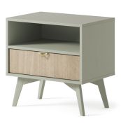 Table de chevet moderne Crewe 01, couleur : eucalyptus / chêne - dimensions : 54 x 54 x 38 cm (h x l x p)