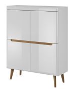 Commode sobre Cathcart 08, Couleur : Chêne Riviera / Blanc - Dimensions : 134 x 107 x 40 cm (H x L x P)