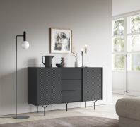 Commode à deux portes Margate 03, Couleur : Noir - Dimensions : 83 x 144 x 38 cm (H x L x P)