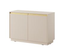 Commode avec deux portes Finghall 05, Couleur : Beige, dimensions : 71,6 x 103,5 x 39 cm, quatre compartiments, fonction Soft-Close, protection des bords ABS, avec façade rainurée
