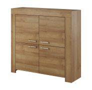 Commode étroite à quatre portes Totnes 14, Couleur : Chêne Riviera - Dimensions : 117 x 120 x 37 cm (H x L x P)
