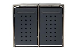 Abri pour poubelles 2-volets - Couleur: anthracite, Largeur: 132 cm, Hauteur: 116 cm, Profondeur: 80 cm
