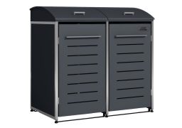 Abri pour poubelles 2-volets - Couleur: anthracite, Largeur: 139 cm, Hauteur: 135,4 cm, Profondeur: 82,6 cm