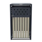 Abri pour poubelles 1-volet - Couleur: anthracite et aspect bois, Largeur: 66 cm, Hauteur: 116 cm, Profondeur: 80 cm