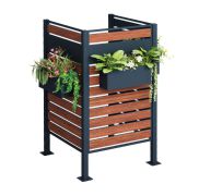 Panneau brise-vue pour poubelles 3-faces - Largeur: 85 cm, Hauteur: 150 cm, Profondeur: 85 cm, couleur: aspect bois anthracite