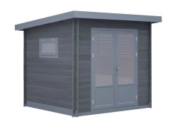 Abri de jardin en WPC Waldblick - Longueur: 250 cm, Largeur: 250 cm, Hauteur: 239 cm, couleur: gris foncé