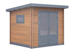 Abri de jardin en WPC Waldblick - Longueur: 250 cm, Largeur: 250 cm, Hauteur: 239 cm, couleur: aspect bois