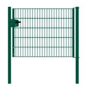 Portail en treillis métallique à 1 battant, largeur de passage : 134 cm, largeur totale avec poteaux : 146 cm, Finition: Revêtement vert, Hauteur: 103 cm