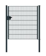 Portail en treillis métallique à 1 battant, largeur de passage : 134 cm, largeur totale avec poteaux : 146 cm, Finition:   Revêtement anhracite, Hauteur: 143 cm