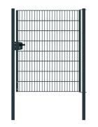 Portail en treillis métallique à 1 battant, largeur de passage : 134 cm, largeur totale avec poteaux : 146 cm, Finition: Revêtement anhracite, Hauteur: 163 cm
