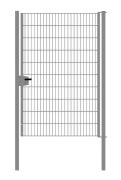 Portail en treillis métallique à 1 battant, largeur de passage : 134 cm, largeur totale avec poteaux : 146 cm, Finition: Galvanisée, Hauteur: 203 cm