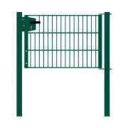 Portail en treillis métallique à 1 vantail, Largeur libre: 95 cm, Largeur totale, poteaux compris: 107 cm, Finition: Revêtement vert, Hauteur: 63 cm