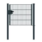 Portail en treillis métallique à 1 vantail, Largeur libre: 95 cm, Largeur totale, poteaux compris: 107 cm, Finition: Revêtement anthracite