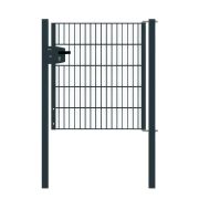Portail en treillis métallique à 1 vantail, Largeur libre: 95 cm, Largeur totale, poteaux compris: 107 cm, Finition: Revêtement anthracite, Hauteur: 103 cm