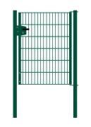 Portail en treillis métallique à 1 vantail, Largeur libre: 95 cm, Largeur totale, poteaux compris: 107 cm, Finition: Revêtement vert, Hauteur: 123 cm
