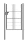 Portail en treillis métallique à 1 vantail, Largeur libre: 95 cm, Largeur totale, poteaux compris: 107 cm, Finition: Galvanisé, Hauteur: 143 cm