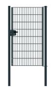Portail en treillis métallique à 1 vantail, Largeur libre: 95 cm, Largeur totale, poteaux compris: 107 cm, Finition: Revêtement anthracite, Hauteur: 163 cm