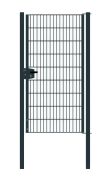 Portail en treillis métallique à 1 vantail, Largeur libre: 95 cm, Largeur totale, poteaux compris: 107 cm, Finition: Revêtement anthracite, Hauteur: 183 cm