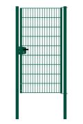 Portail en treillis métallique à 1 vantail, Largeur libre: 95 cm, Largeur totale, poteaux compris: 107 cm, Finition: Revêtement vert, Hauteur: 183 cm