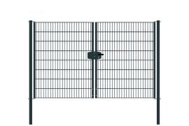 Portail à double battant en treillis métallique, largeur de passage: 264 cm, largeur totale avec poteaux: 276 cm, Finition: revêtement anthracite, Hauteur: 163 cm, Poids: 60,19 kg