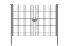 Portail à double battant en treillis métallique, largeur de passage: 264 cm, largeur totale avec poteaux: 276 cm, Finition: galvanisé, Hauteur: 183 cm, Poids: 66,6 kg