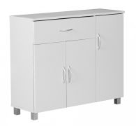 Commode polyvalente blanc/gris | 75 x 90 x 30 cm | 4 compartiments & 1 tiroir | Design moderne
