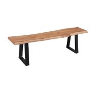 Banc de salle à manger en acacia naturel | Plateau massif 160 x 40 cm | Pieds métal noir robustes