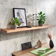Étagère murale en bois massif d’acacia | 140 x 26 x 4 cm | Finition naturelle avec bordure brute