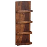 Étagère murale en bois massif Sheesham | 80 x 30 x 10 cm | 4 compartiments pratiques | Finition naturelle
