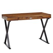 Bureau en bois massif Sheesham avec piètement métal noir | 78 x 120 x 55 cm | 1 tiroir intégré
