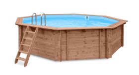 Piscine en bois Verano 03 - Ensemble en pin KDI - Dimensions (cm) : 517 x 560 x 129 (lo x la x h), pompe et filtre à sable inclus