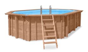 Piscine en bois Verano 06 - Ensemble en pin KDI - Dimensions (cm) : 460 x 814 x 138 (lo x la x h), pompe et filtre à sable inclus