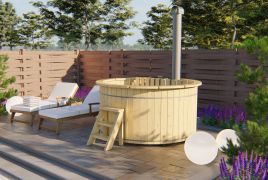 Hot Tub Banera en bois d'épicéa avec poêle à bois intégré - diamètre : 200 cm