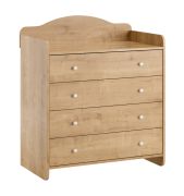 Chambre de bébé - Commode avec plan à langer / Couleur : chêne / Commode à langer / 4 tiroirs / Dimensions : 90 x 77 x 105 cm / Fonction Soft-Close / Chambre d'enfant