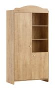 Chambre de bébé - Armoire / Couleur : chêne / 2 portes / Fonction Soft-Close / 2 tringles à vêtements / Chambre d'enfant / 6 compartiments / Protection des bords ABS / Poignées rondes