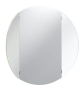 Miroir avec côtés basculants / Couleur : Beige / Diamètre : 80 cm / Miroir de théâtre / Rond