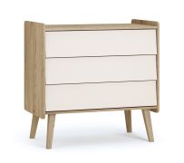 Commode pour chambre de bébé / Couleur : Beige / Chêne Cremona / 3 tiroirs / Dimensions : 90 x 51 x 89,5 cm / Chants ABS / Fonction Push-to-open / Chambre d'enfant