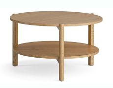 Table basse / Ronde / Plateau tournant / Couleur : Chêne / 70 x 70 x 41 cm / Trois pieds en chêne / Bords arrondis / Minimaliste et naturel